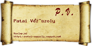 Patai Vászoly névjegykártya